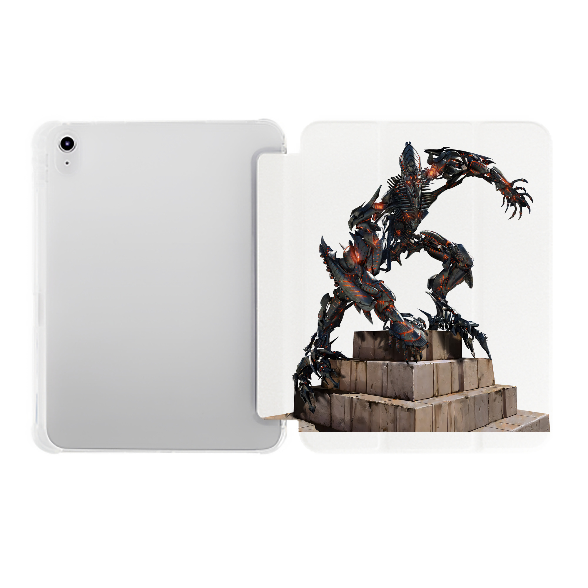 （画像用） Transformers トランスフォーマー IPad ケース ペン収納付き 三つ折りスタンド PUレザー×シリコン 対応機種9.5/10.5/10.9インチ
